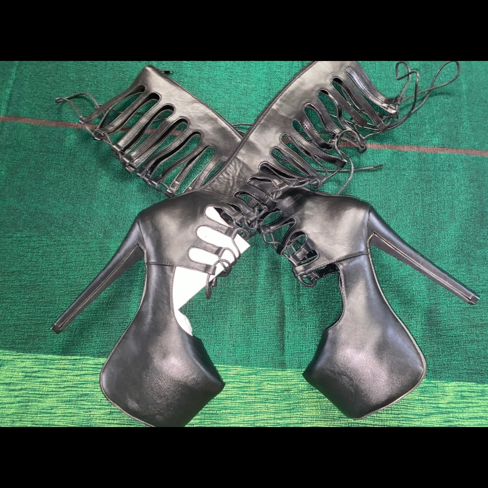 Black Gladiator Platform Heels
